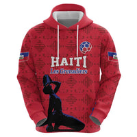 Custom Haiti Football Zip Hoodie Come on Les Grenadiers Red Style