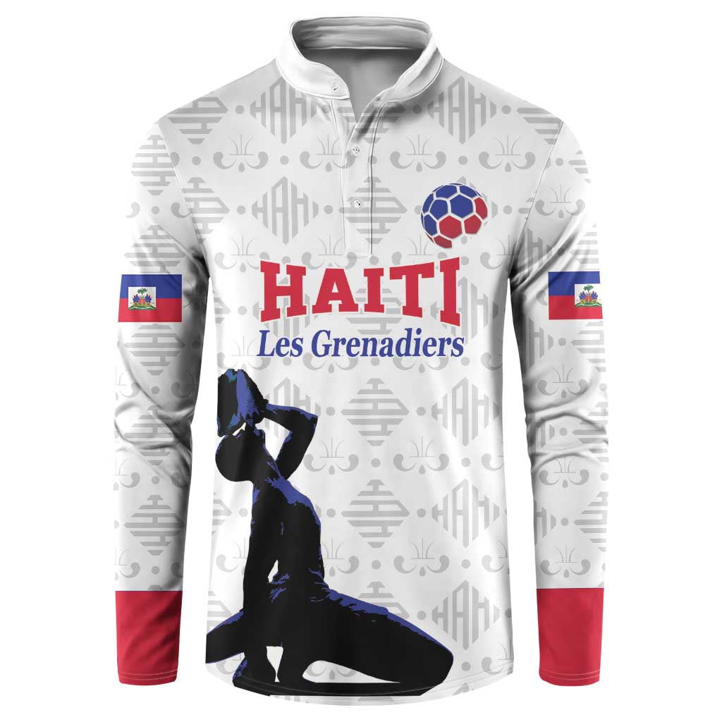 Custom Haiti Football Button Sweatshirt Come on Les Grenadiers White Style