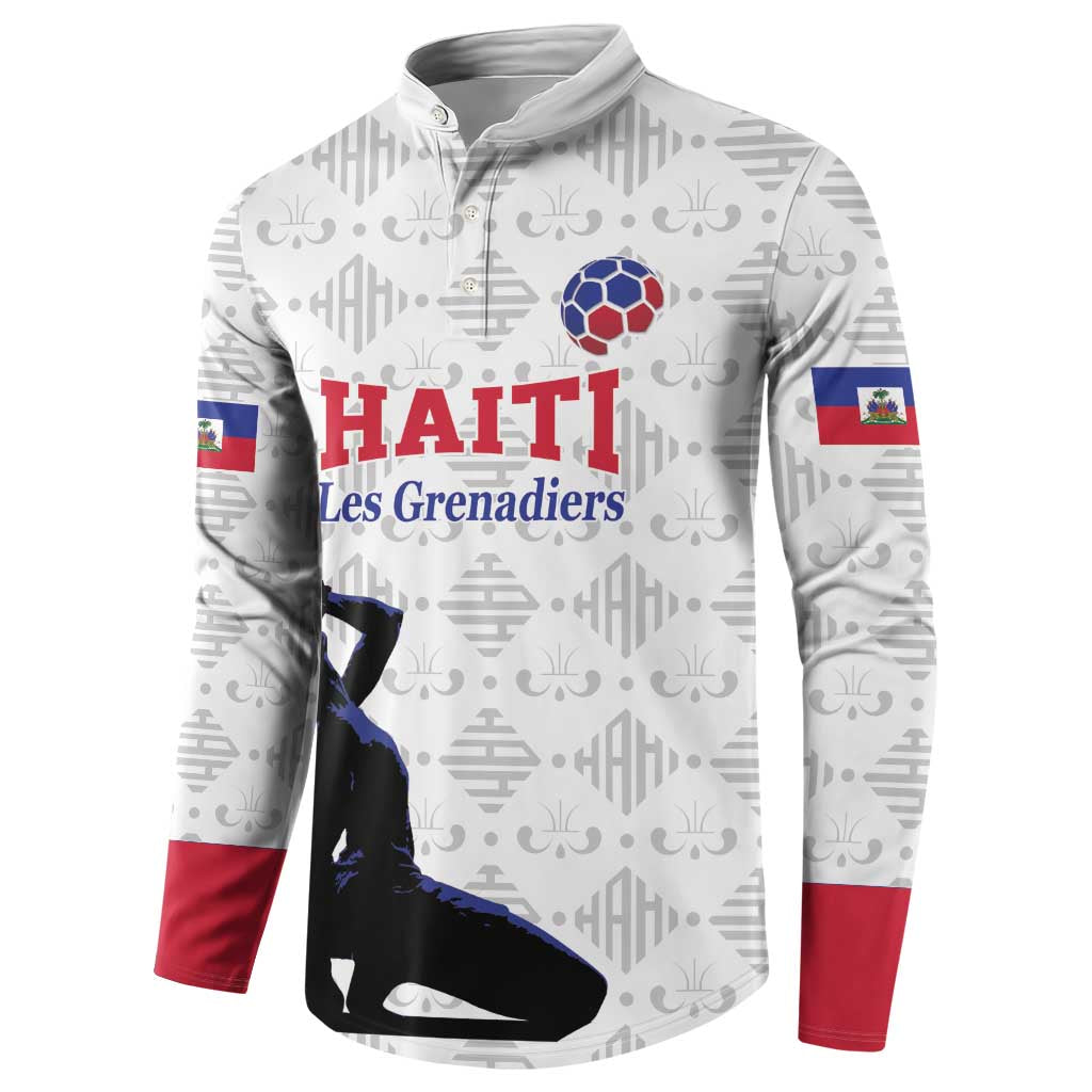 Custom Haiti Football Button Sweatshirt Come on Les Grenadiers White Style