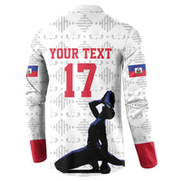 Custom Haiti Football Button Sweatshirt Come on Les Grenadiers White Style