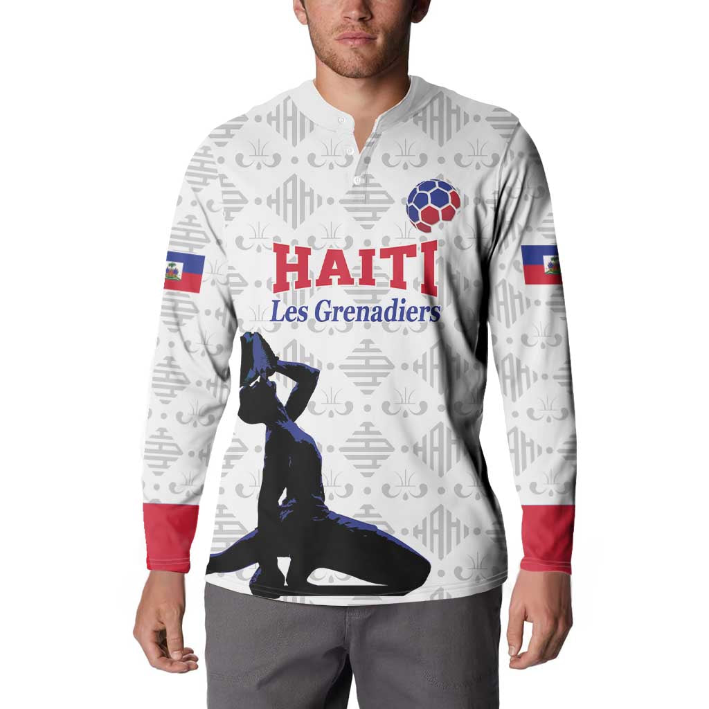Custom Haiti Football Button Sweatshirt Come on Les Grenadiers White Style