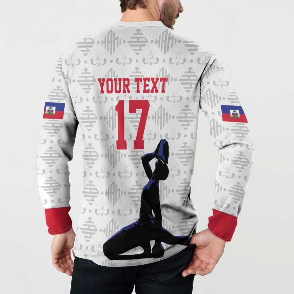 Custom Haiti Football Button Sweatshirt Come on Les Grenadiers White Style