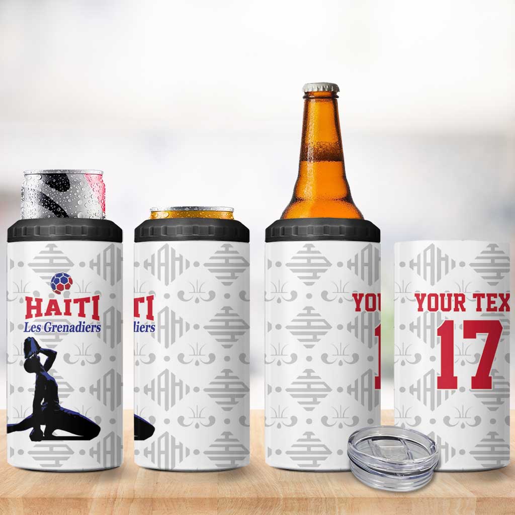 Custom Haiti Football 4 in 1 Can Cooler Tumbler Come on Les Grenadiers White Style