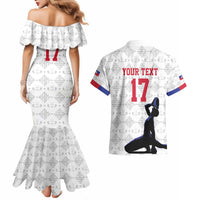 Custom Haiti Football Couples Matching Mermaid Dress and Hawaiian Shirt Come on Les Grenadiers White Style