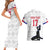 Custom Haiti Football Couples Matching Short Sleeve Bodycon Dress and Hawaiian Shirt Come on Les Grenadiers White Style