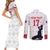 Custom Haiti Football Couples Matching Short Sleeve Bodycon Dress and Long Sleeve Button Shirt Come on Les Grenadiers White Style