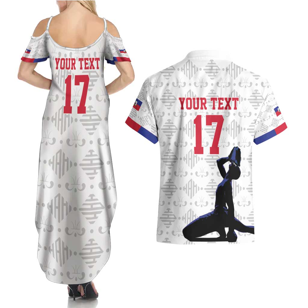Custom Haiti Football Couples Matching Summer Maxi Dress and Hawaiian Shirt Come on Les Grenadiers White Style