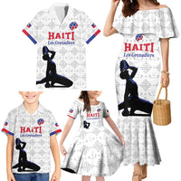 Custom Haiti Football Family Matching Mermaid Dress and Hawaiian Shirt Come on Les Grenadiers White Style