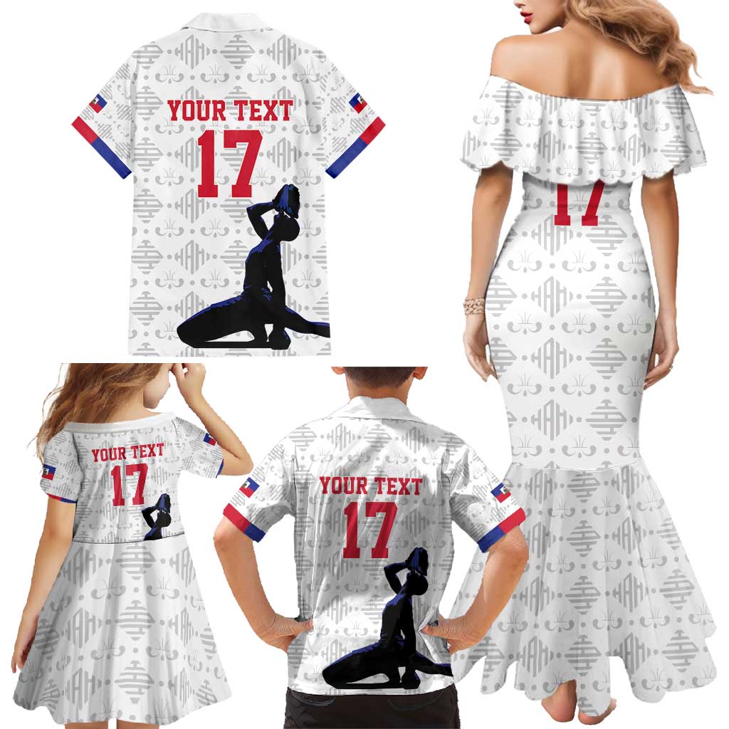 Custom Haiti Football Family Matching Mermaid Dress and Hawaiian Shirt Come on Les Grenadiers White Style