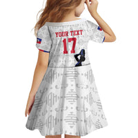 Custom Haiti Football Family Matching Off Shoulder Short Dress and Hawaiian Shirt Come on Les Grenadiers White Style