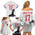 Custom Haiti Football Family Matching Off Shoulder Short Dress and Hawaiian Shirt Come on Les Grenadiers White Style