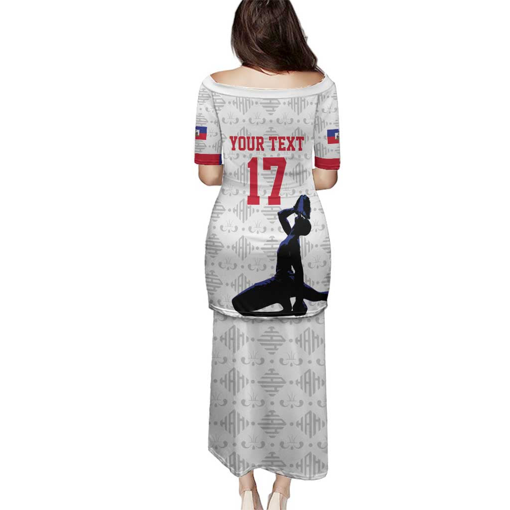 Custom Haiti Football Family Matching Puletasi and Hawaiian Shirt Come on Les Grenadiers White Style