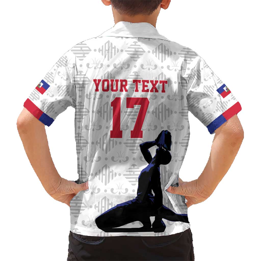 Custom Haiti Football Family Matching Short Sleeve Bodycon Dress and Hawaiian Shirt Come on Les Grenadiers White Style