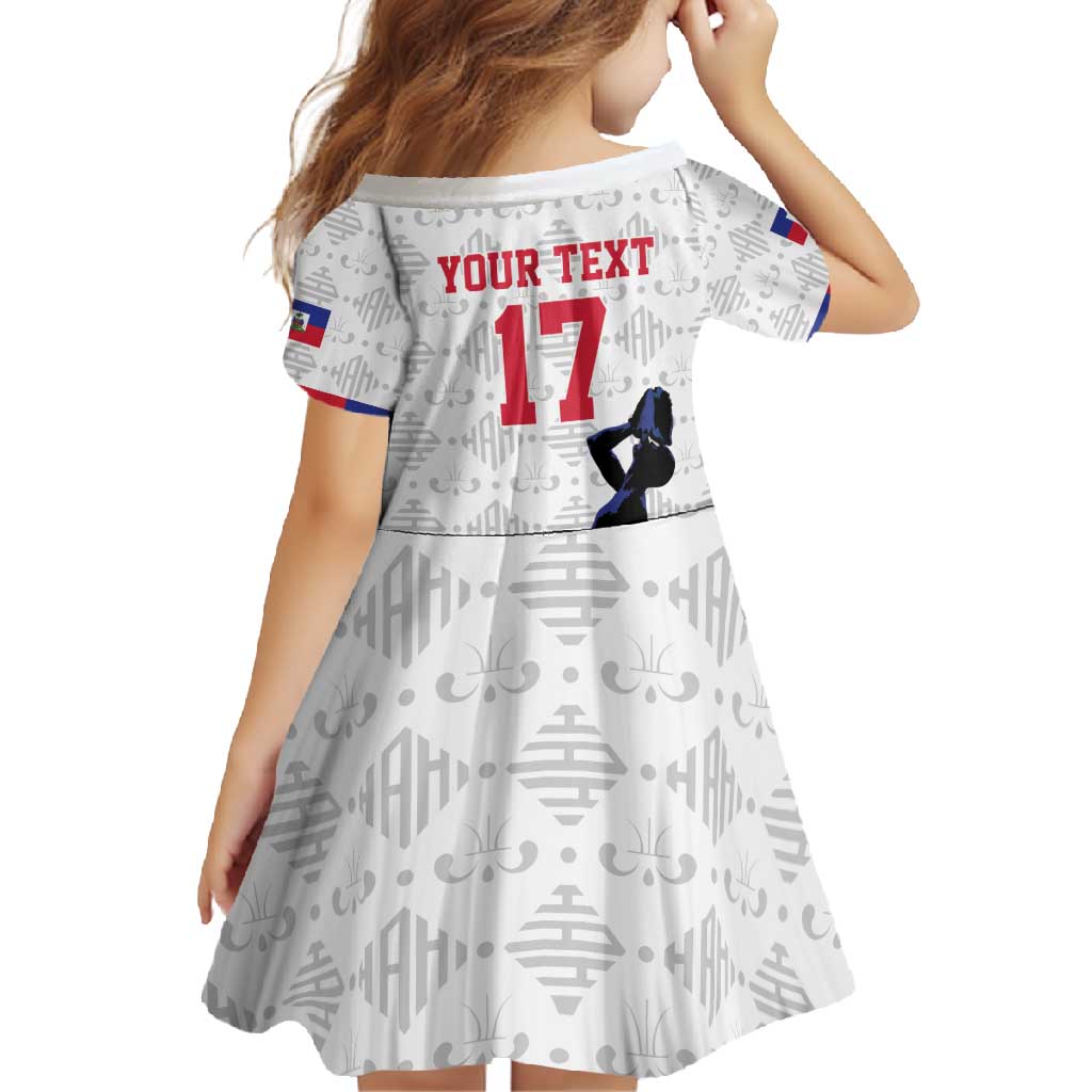 Custom Haiti Football Family Matching Short Sleeve Bodycon Dress and Hawaiian Shirt Come on Les Grenadiers White Style