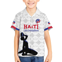Custom Haiti Football Family Matching Short Sleeve Bodycon Dress and Hawaiian Shirt Come on Les Grenadiers White Style