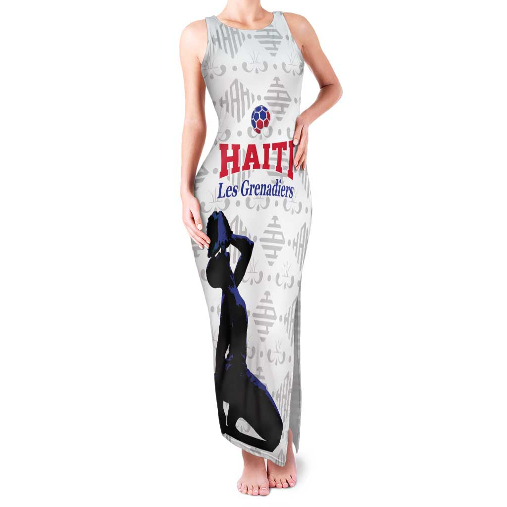 Custom Haiti Football Family Matching Tank Maxi Dress and Hawaiian Shirt Come on Les Grenadiers White Style