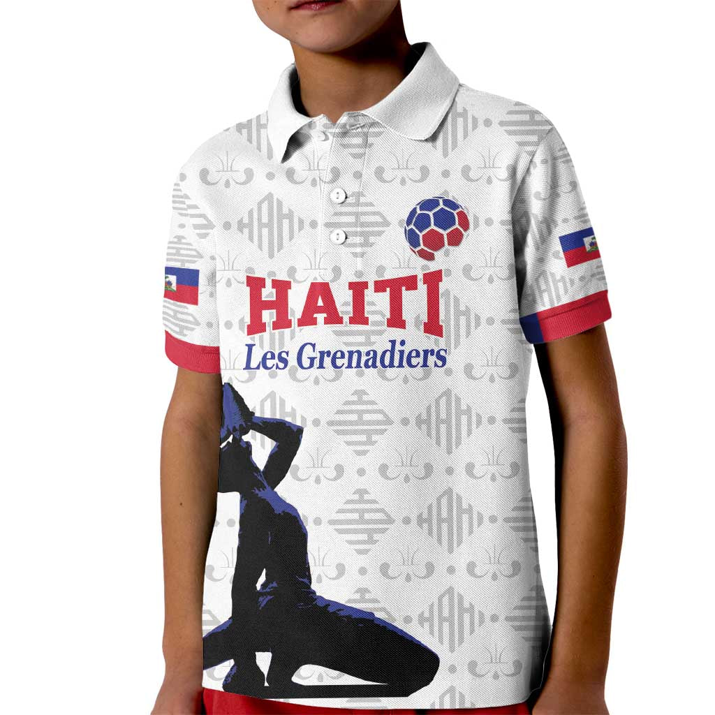 Custom Haiti Football Kid Polo Shirt Come on Les Grenadiers White Style