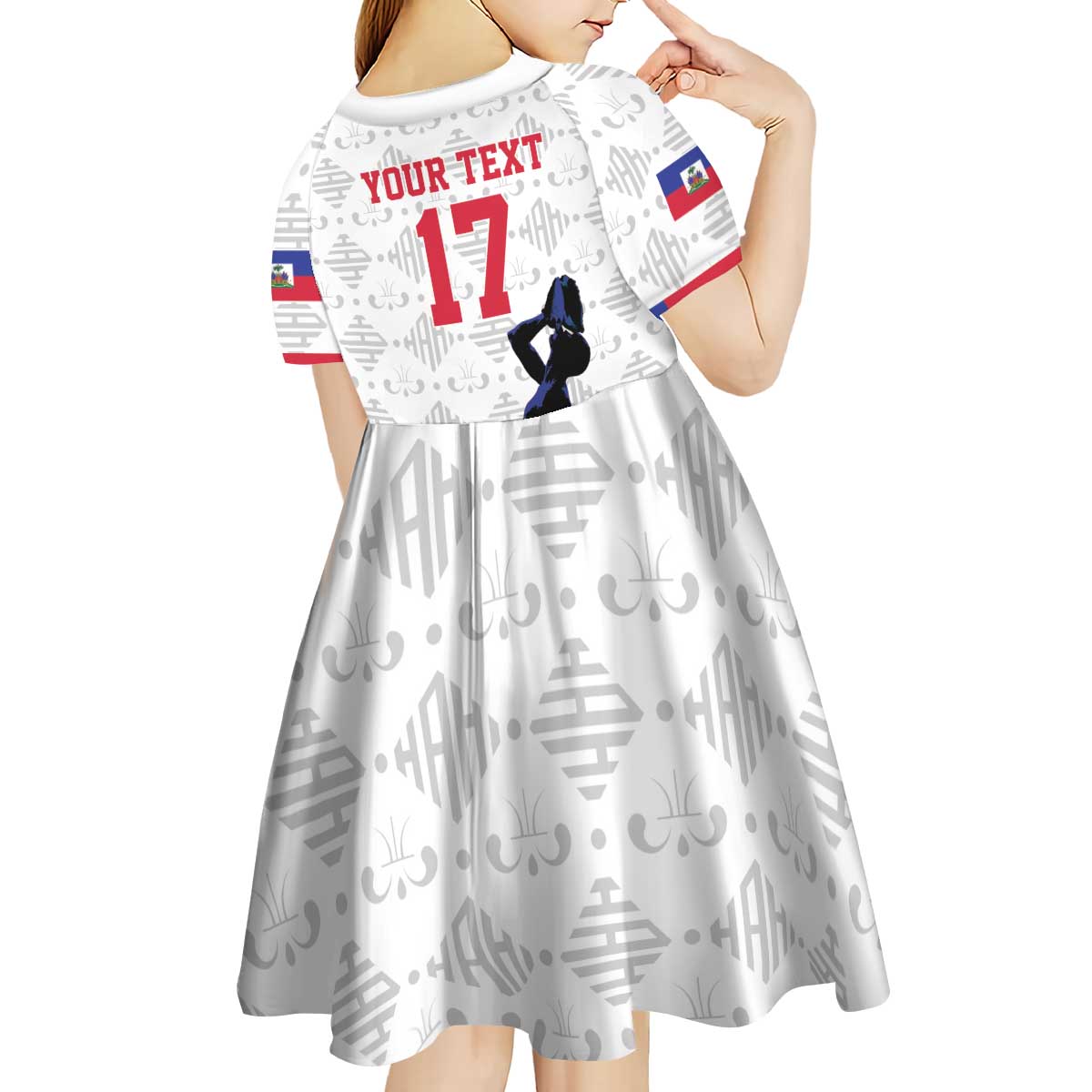 Custom Haiti Football Kid Short Sleeve Dress Come on Les Grenadiers White Style