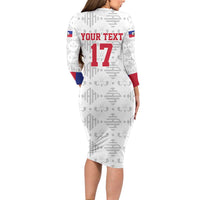 Custom Haiti Football Long Sleeve Bodycon Dress Come on Les Grenadiers White Style