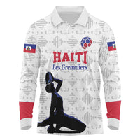 Custom Haiti Football Long Sleeve Polo Shirt Come on Les Grenadiers White Style