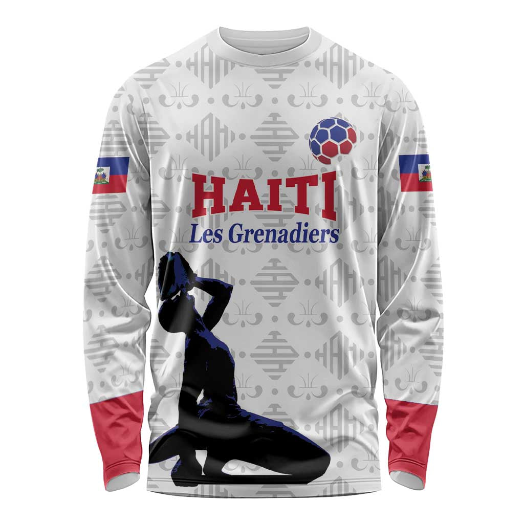 Custom Haiti Football Long Sleeve Shirt Come on Les Grenadiers White Style