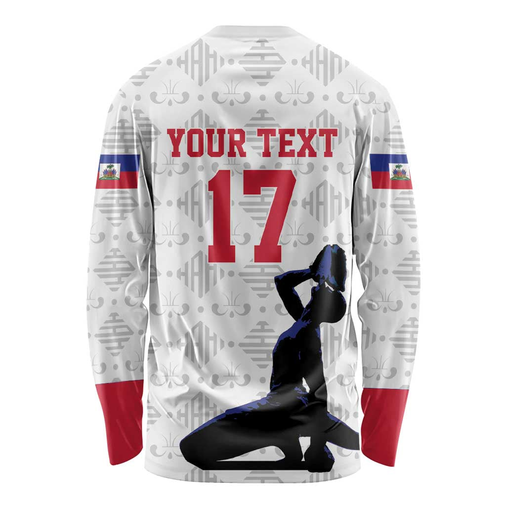 Custom Haiti Football Long Sleeve Shirt Come on Les Grenadiers White Style