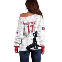 Custom Haiti Football Off Shoulder Sweater Come on Les Grenadiers White Style