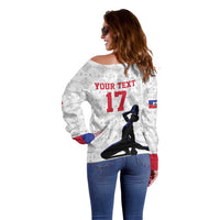 Custom Haiti Football Off Shoulder Sweater Come on Les Grenadiers White Style