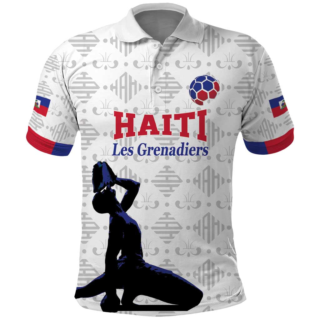 Custom Haiti Football Polo Shirt Come on Les Grenadiers White Style