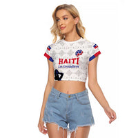 Custom Haiti Football Raglan Cropped T Shirt Come on Les Grenadiers White Style