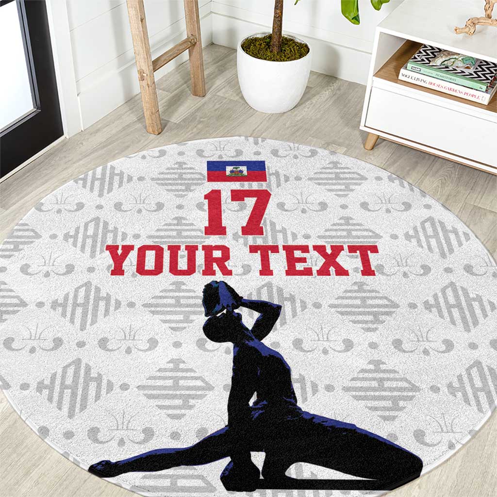 Custom Haiti Football Round Carpet Come on Les Grenadiers White Style