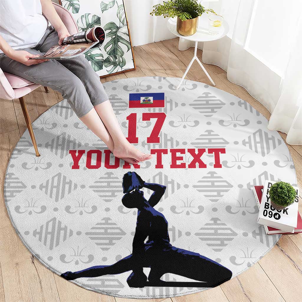 Custom Haiti Football Round Carpet Come on Les Grenadiers White Style