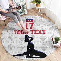 Custom Haiti Football Round Carpet Come on Les Grenadiers White Style