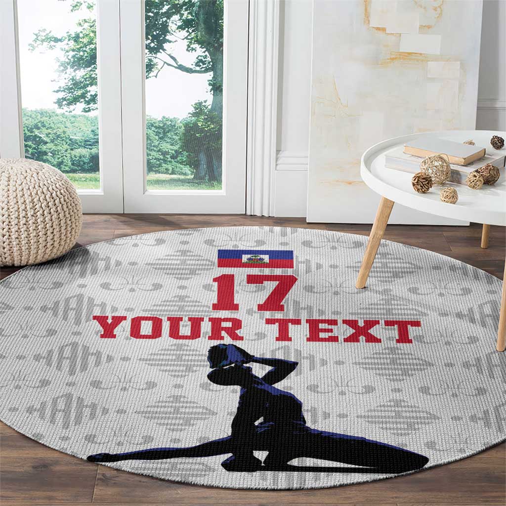 Custom Haiti Football Round Carpet Come on Les Grenadiers White Style