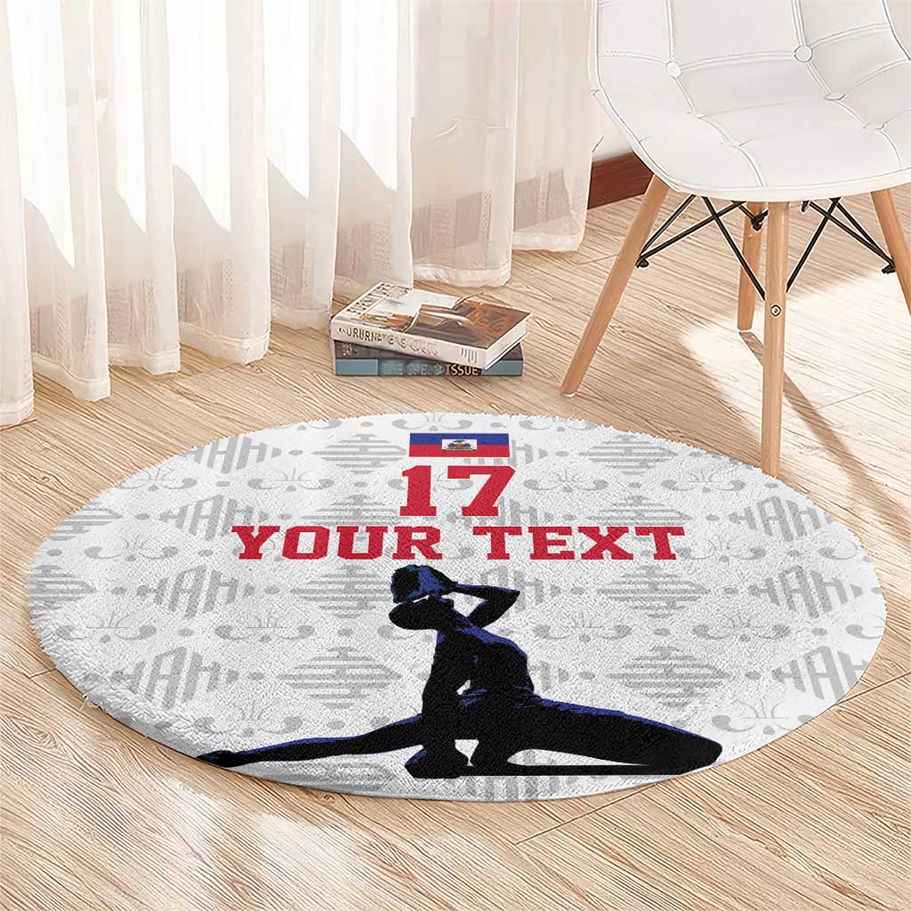 Custom Haiti Football Round Carpet Come on Les Grenadiers White Style