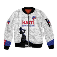 Custom Haiti Football Sleeve Zip Bomber Jacket Come on Les Grenadiers White Style