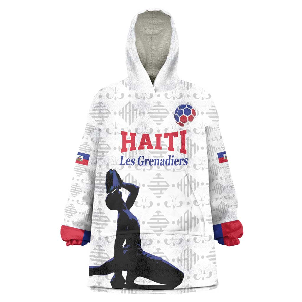 Custom Haiti Football Wearable Blanket Hoodie Come on Les Grenadiers White Style