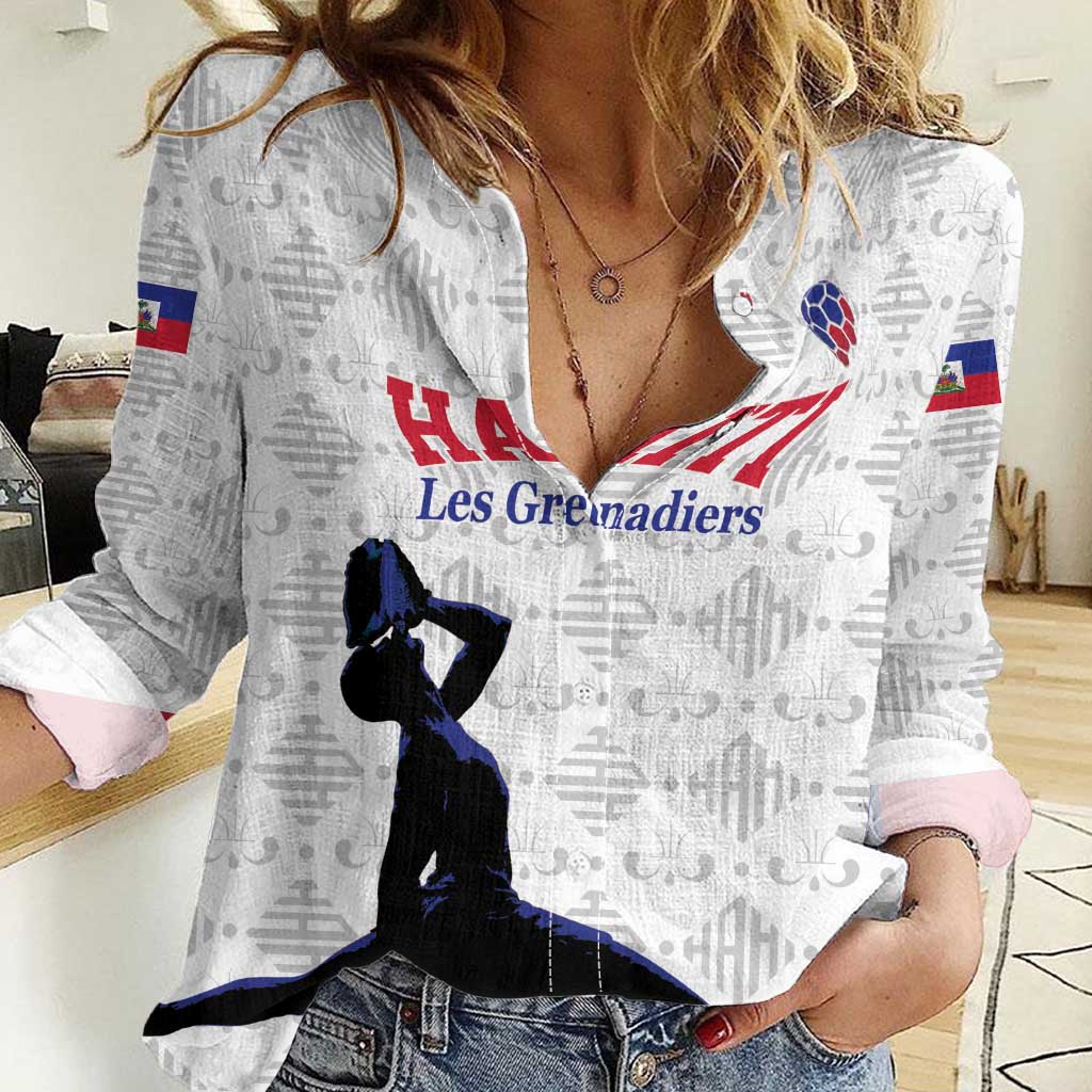 Custom Haiti Football Women Casual Shirt Come on Les Grenadiers White Style