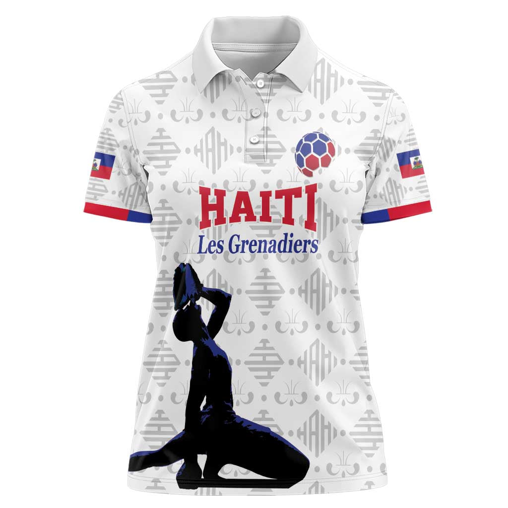 Custom Haiti Football Women Polo Shirt Come on Les Grenadiers White Style
