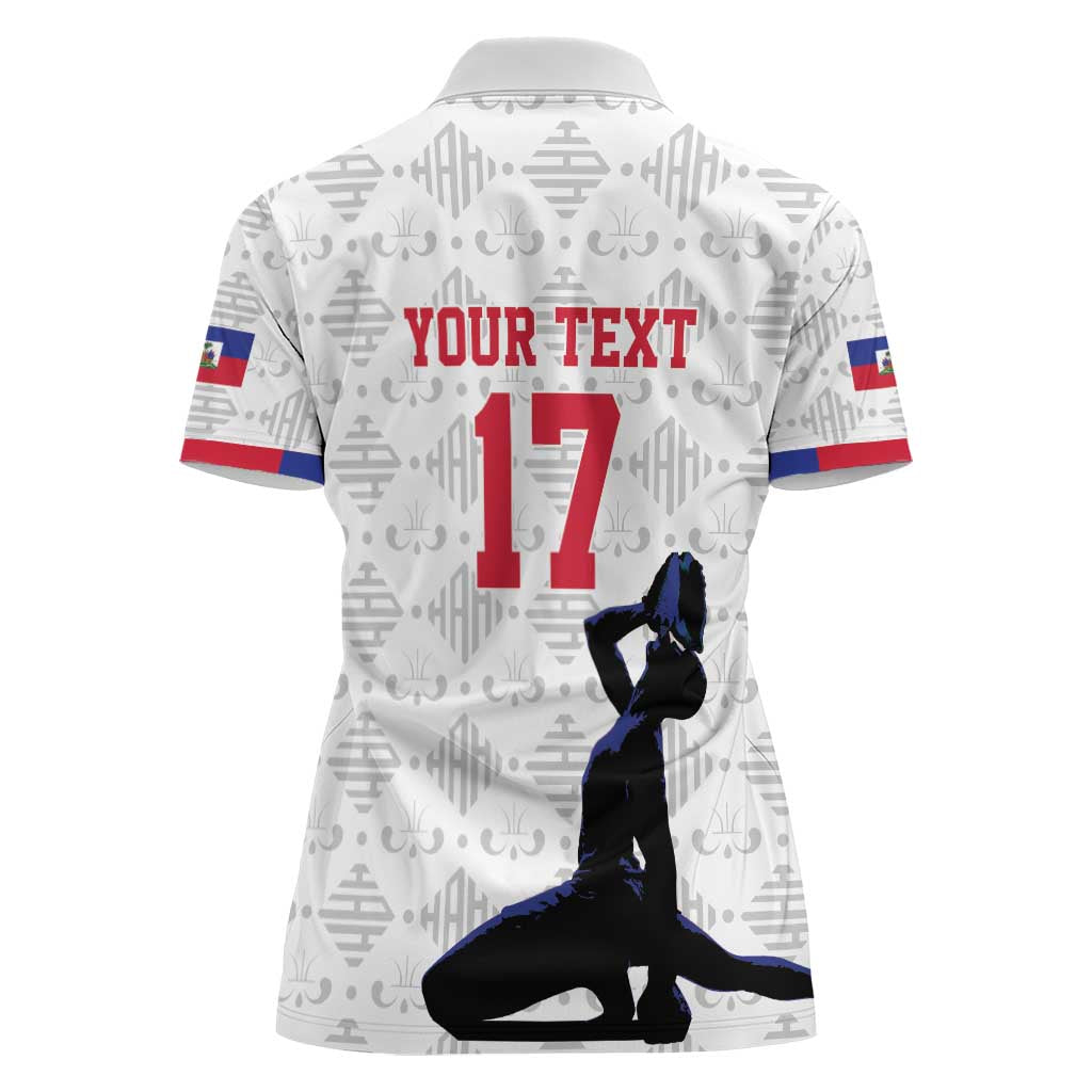 Custom Haiti Football Women Polo Shirt Come on Les Grenadiers White Style