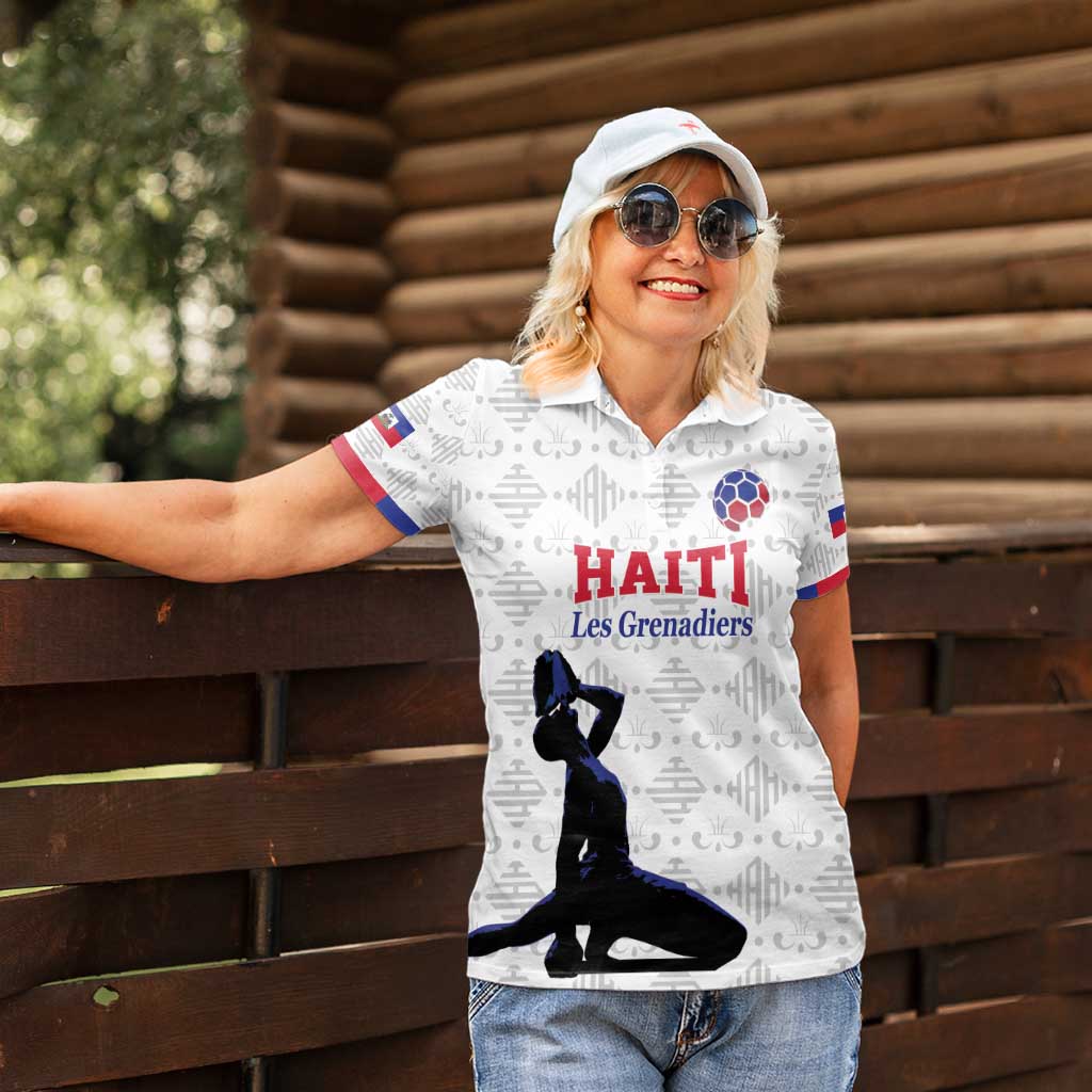 Custom Haiti Football Women Polo Shirt Come on Les Grenadiers White Style