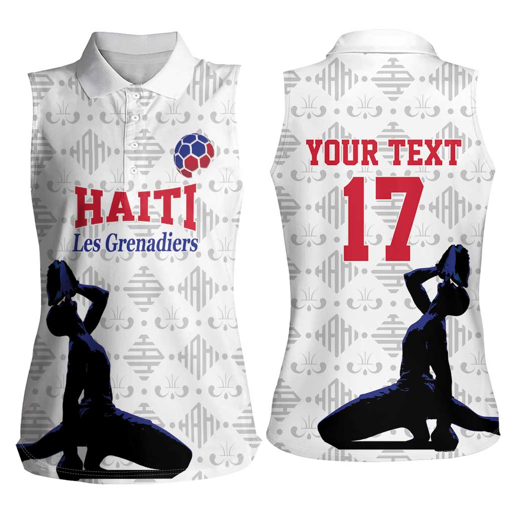 Custom Haiti Football Women Sleeveless Polo Shirt Come on Les Grenadiers White Style