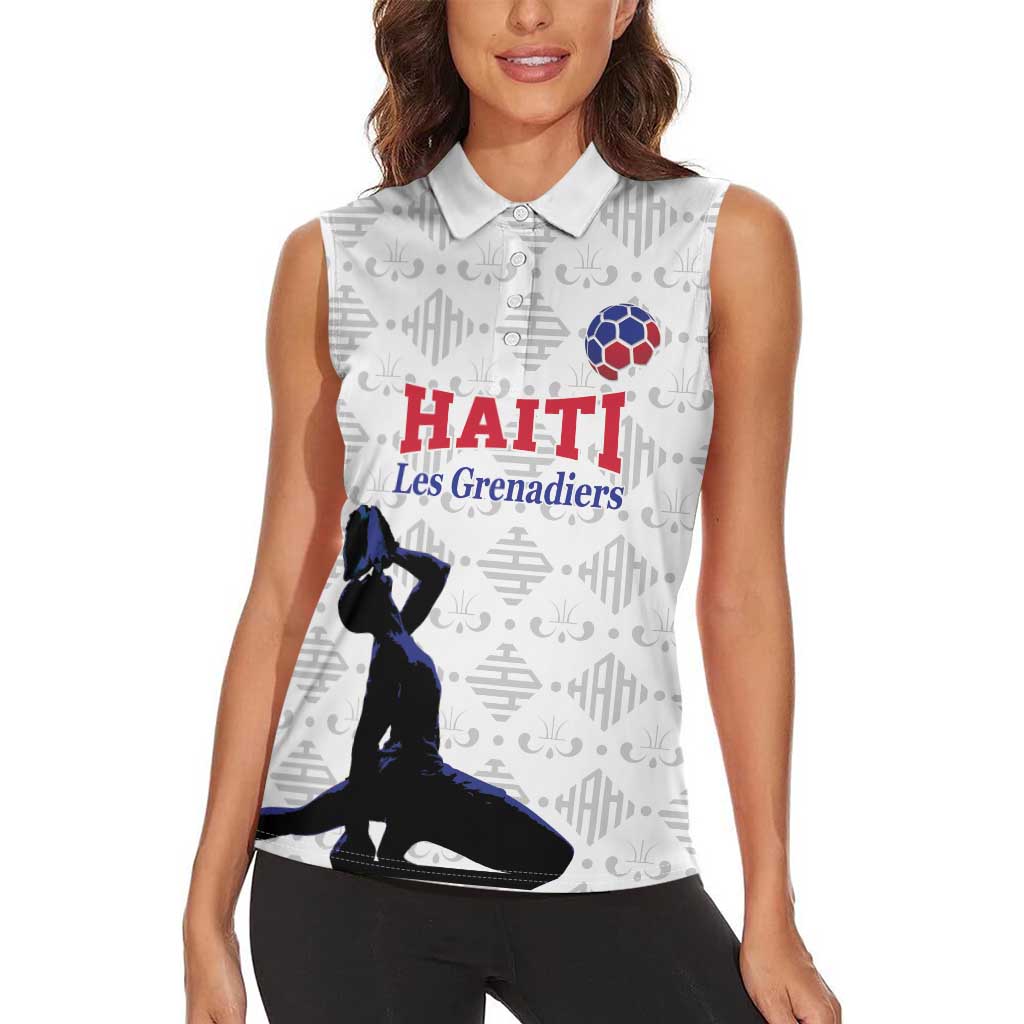 Custom Haiti Football Women Sleeveless Polo Shirt Come on Les Grenadiers White Style