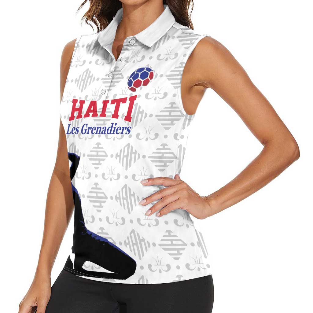 Custom Haiti Football Women Sleeveless Polo Shirt Come on Les Grenadiers White Style