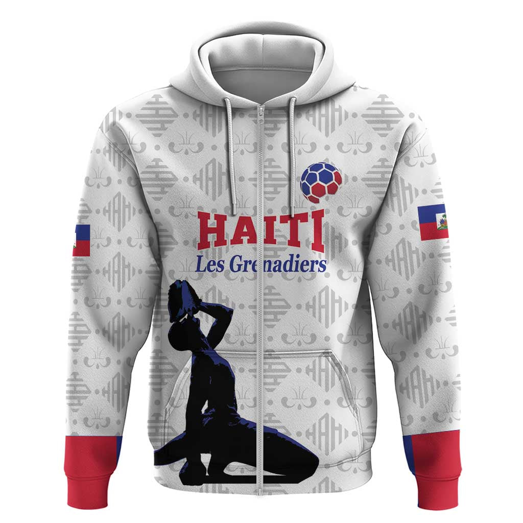 Custom Haiti Football Zip Hoodie Come on Les Grenadiers White Style