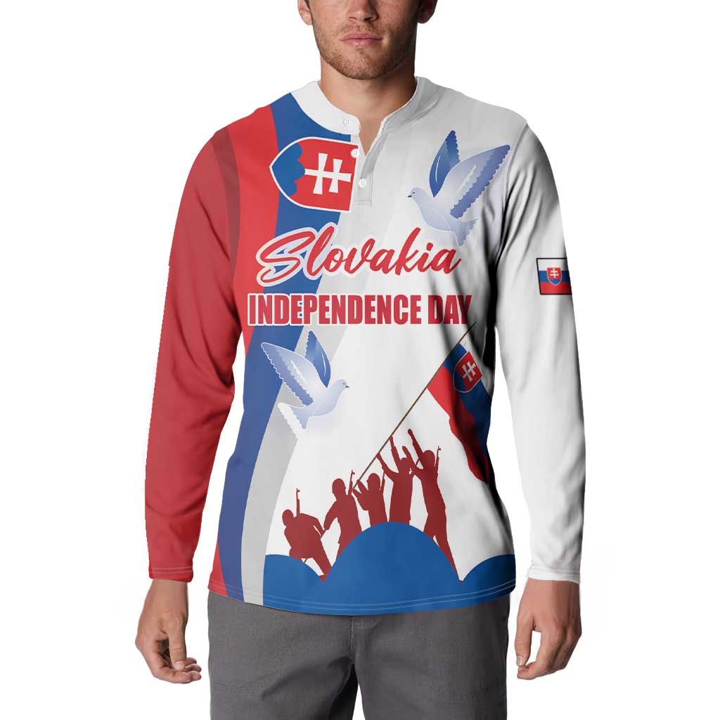 Slovakia Independence Day Button Sweatshirt 17th July 1992