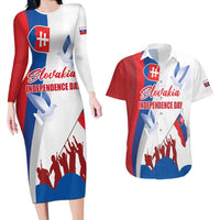 Slovakia Independence Day Couples Matching Long Sleeve Bodycon Dress and Hawaiian Shirt 17th July 1992