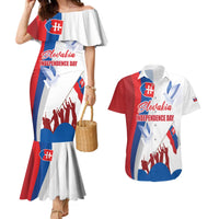 Slovakia Independence Day Couples Matching Mermaid Dress and Hawaiian Shirt 17th July 1992