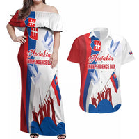 Slovakia Independence Day Couples Matching Off Shoulder Maxi Dress and Hawaiian Shirt 17th July 1992