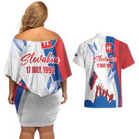 Slovakia Independence Day Couples Matching Off Shoulder Short Dress and Hawaiian Shirt 17th July 1992